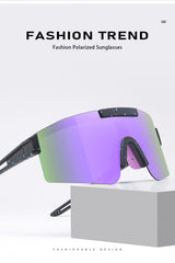 Blue Lenses With White Temples Ultra-Light Polarized Sports Sunglasses - Wraparound Shield Design for Cycling & Outdoor Performance - Front View