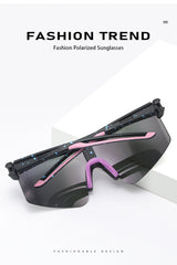Blue Lenses With White Temples Ultra-Light Polarized Sports Sunglasses - Wraparound Shield Design for Cycling & Outdoor Performance - Side View