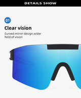 Blue Lenses With White Temples Ultra-Light Polarized Sports Sunglasses - Wraparound Shield Design for Cycling & Outdoor Performance - Top-Down View