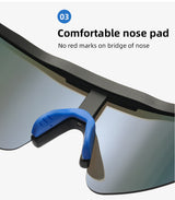 Blue Lenses With White Temples Ultra-Light Polarized Sports Sunglasses - Wraparound Shield Design for Cycling & Outdoor Performance - Rear View