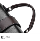 Black Elegant Women's PU Leather Top Handle Satchel - Versatile Crossbody Bag with Classic Clasp & Braided Detail - Rear View