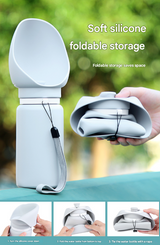 Grey Portable Pet Dog Water Bottle 550ml - Foldable Food-Grade Silicone Travel Drinker with Leak-Proof Dispenser - Front View