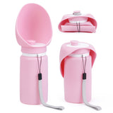 Pink Portable Pet Dog Water Bottle 550ml - Foldable Food-Grade Silicone Travel Drinker with Leak-Proof Dispenser