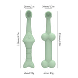 6 x Silicone Pet Toothbrush (3 Fish shape and 3 Bone shape) Green Gentle Food-Grade Silicone Pet Toothbrush - Promotes Healthy Teeth & Gums for Dogs & Cats - Front View