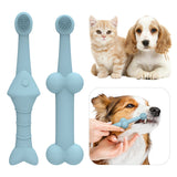 6 x Silicone Pet Toothbrush (3 Fish shape and 3 Bone shape) Green Gentle Food-Grade Silicone Pet Toothbrush - Promotes Healthy Teeth & Gums for Dogs & Cats - Top-Down View