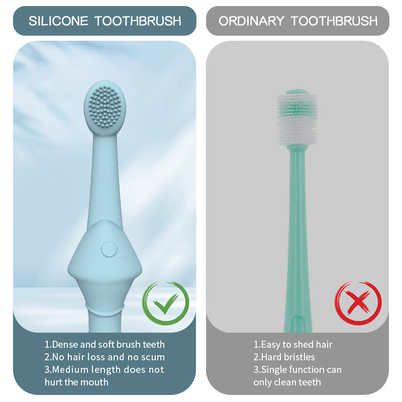 6 x Silicone Pet Toothbrush (3 Fish shape and 3 Bone shape) Blue Gentle Food-Grade Silicone Pet Toothbrush - Promotes Healthy Teeth & Gums for Dogs & Cats