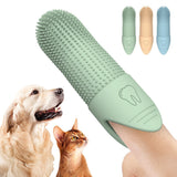 4 Pcs Blue Soft Silicone Pet Finger Toothbrush - Gentle Dental Care for Dogs & Cats, Tartar & Plaque Remover - Top-Down View