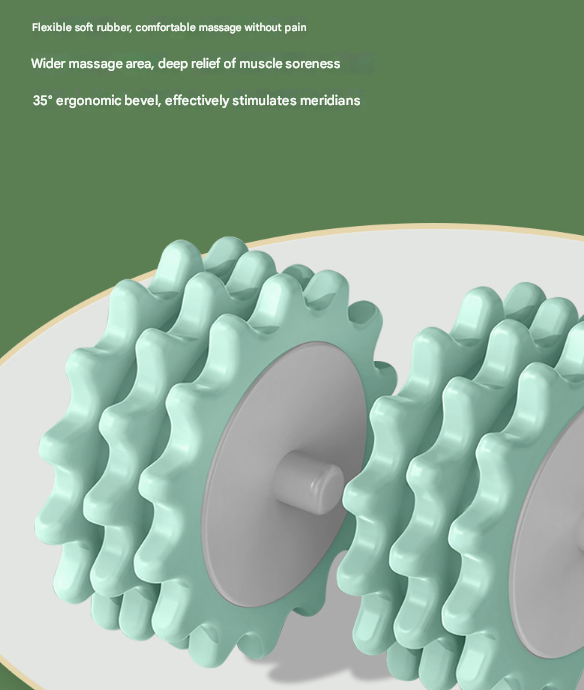 Green and White Adjustable 3D Leg & Body Roller Massager - Deep Tissue Muscle Relief for Thighs, Calves, Arms - Fascia & Cellulite Tool with Detachable Handles