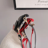 Red Chic PU Leather Crossbody Wallet Case for iPhone 16 - Card Holder with Detachable Strap & Finger Ring Grip - Side View