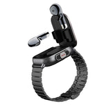 Black Steel Belt 2-in-1 Smartwatch with Built-in Earbuds - 2.01 HD Touchscreen