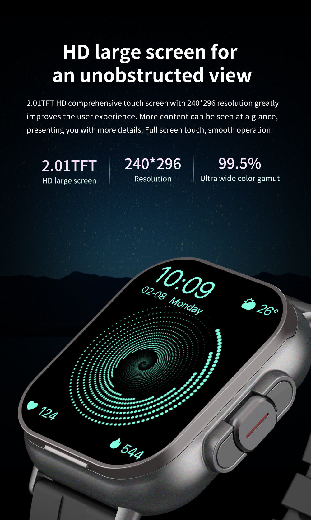Black Steel Belt 2-in-1 Smartwatch with Built-in Earbuds - 2.01 HD Touchscreen