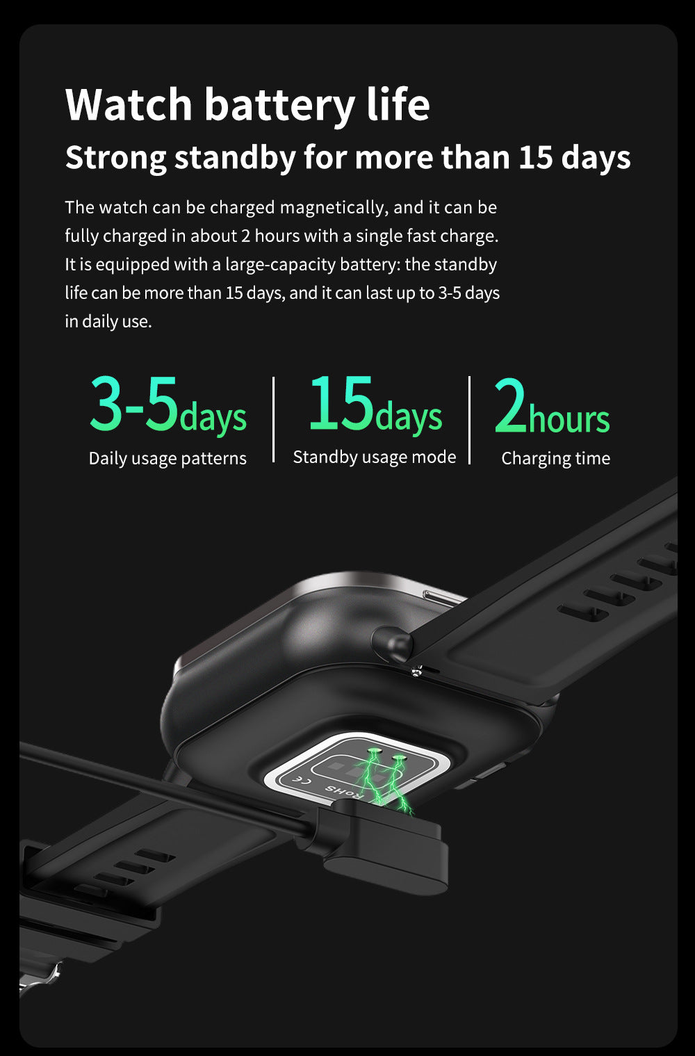 Black Steel Belt 2-in-1 Smartwatch with Built-in Earbuds - 2.01 HD Touchscreen