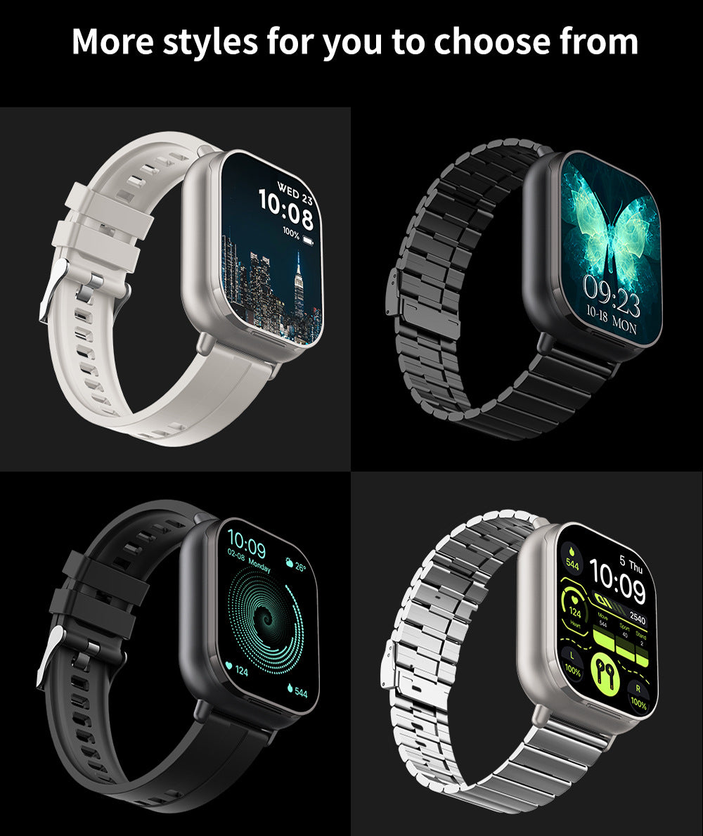 Silver Steel Belt 2-in-1 Smartwatch with Built-in Earbuds - 2.01 HD Touchscreen