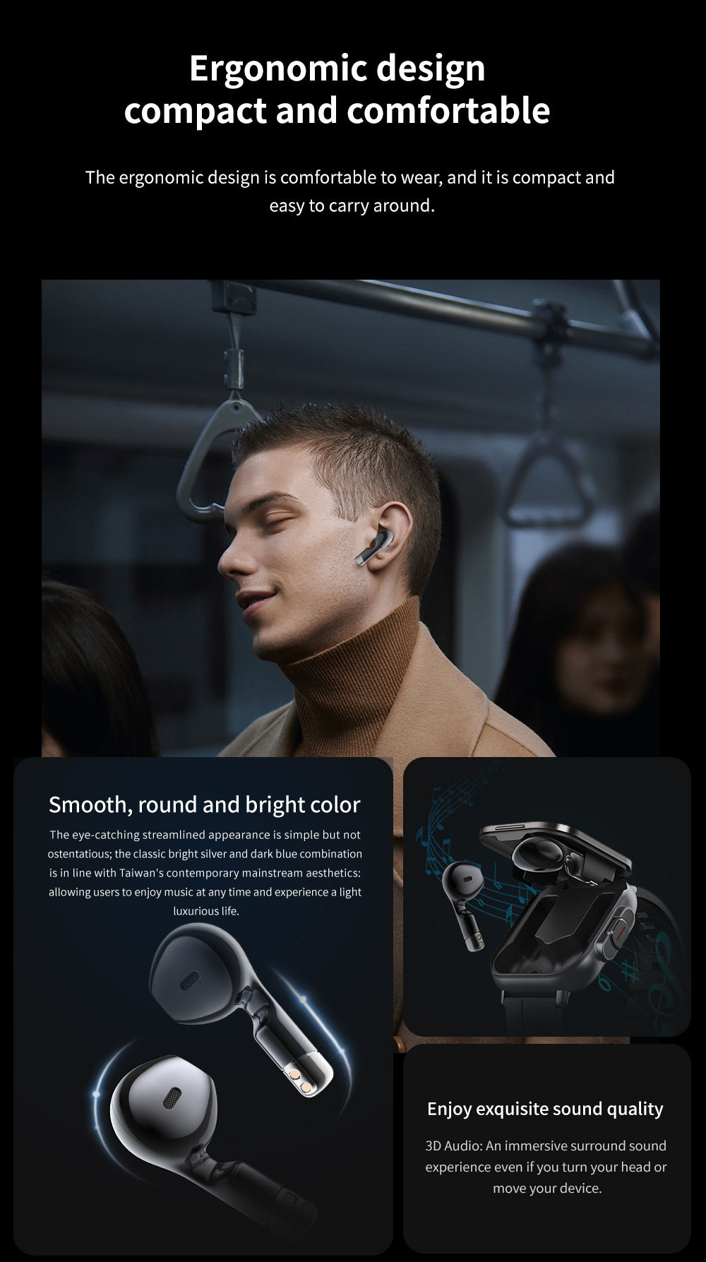 Silver Steel Belt 2-in-1 Smartwatch with Built-in Earbuds - 2.01 HD Touchscreen