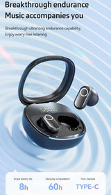 Beige Feather-Light TWS Earbuds - Bluetooth 5.4, Hi-Fi Sound, LED Display Case, 60H+ Playtime, Touch Control - Rear View