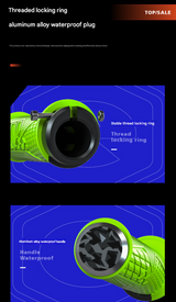 Green Ergonomic Lock-On Bike Grips - Anti-Slip TPR Rubber, Alloy Rings & Plugs for MTB & Commuter Bikes - Rear View