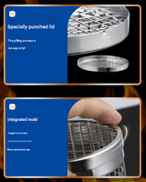Silver 2-Piece Rolling Stainless Steel BBQ Grill Basket Set (Small & Large) - 304 Food-Grade Grilling Cages with Hooks - Top-Down View