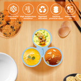 2 Pcs Blue 3-Compartment Silicone Bowl - BPA-Free, Microwave & Air Fryer Safe for Eggs, Baking & Food Storage - Rear View