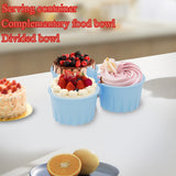 2 Pcs Pink 3-Compartment Silicone Bowl - BPA-Free, Microwave & Air Fryer Safe for Eggs, Baking & Food Storage - Side View