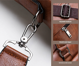 Coffee Men's PU Leather Briefcase - Vintage Style Laptop Messenger Bag, Crossbody Satchel for Business & Casual - 45-Degree Angle