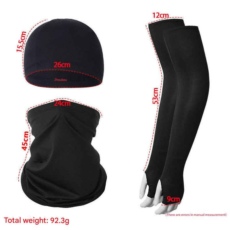 2 Sets Red And Grey Camouflage Cooling UV Protection Set - 2 Skull Cap, 2 Neck Gaiter & 4 Arm Sleeves for Outdoor Sports