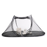 Black Portable Pop-Up Pet Tent - Lightweight Foldable Outdoor Enclosure for Dogs & Cats, Breathable Mesh Travel Kennel - Side View