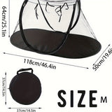 Black Portable Pop-Up Pet Tent - Lightweight Foldable Outdoor Enclosure for Dogs & Cats, Breathable Mesh Travel Kennel - Top-Down View