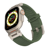 Orange Rugged Tactical Silicone Strap for Apple Watch Ultra & Series - Heavy-Duty Metal Clasp