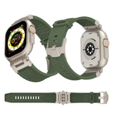 Dark Blue Rugged Tactical Silicone Strap for Apple Watch Ultra & Series - Heavy-Duty Metal Clasp - Side View