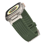Dark Blue Rugged Tactical Silicone Strap for Apple Watch Ultra & Series - Heavy-Duty Metal Clasp - Top-Down View