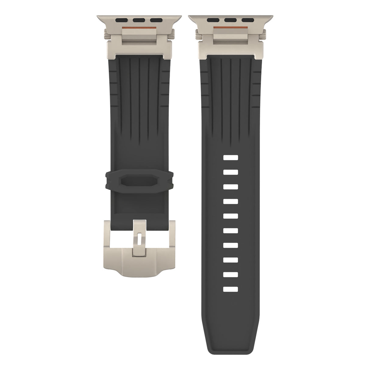 Dark Grey Rugged Tactical Silicone Strap for Apple Watch Ultra & Series - Heavy-Duty Metal Clasp