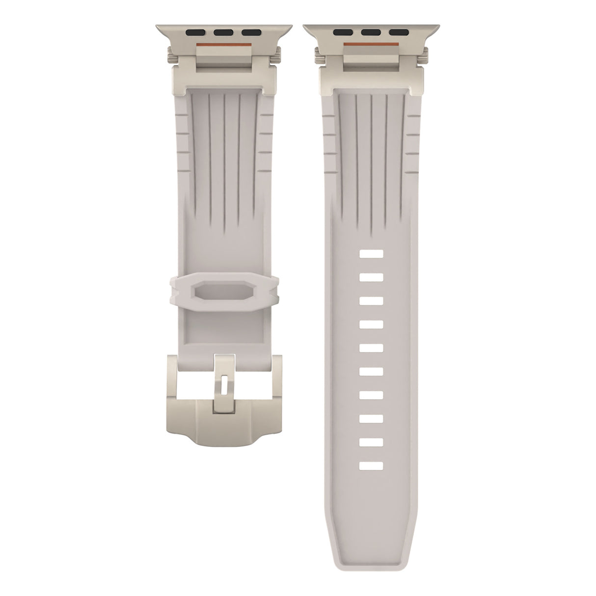 Beige Rugged Tactical Silicone Strap for Apple Watch Ultra & Series - Heavy-Duty Metal Clasp