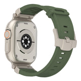 Beige Rugged Tactical Silicone Strap for Apple Watch Ultra & Series - Heavy-Duty Metal Clasp