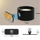 Black Rechargeable LED Magnetic Wall Light - Touch Control, 3 Colors & Dimmable, USB Portable Night Lamp for Reading & Cabinets - Front View