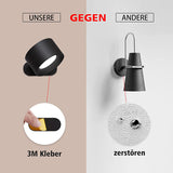 Black Rechargeable LED Magnetic Wall Light - Touch Control, 3 Colors & Dimmable, USB Portable Night Lamp for Reading & Cabinets - Top-Down View