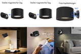 Black Rechargeable LED Magnetic Wall Light - Touch Control, 3 Colors & Dimmable, USB Portable Night Lamp for Reading & Cabinets - Rear View
