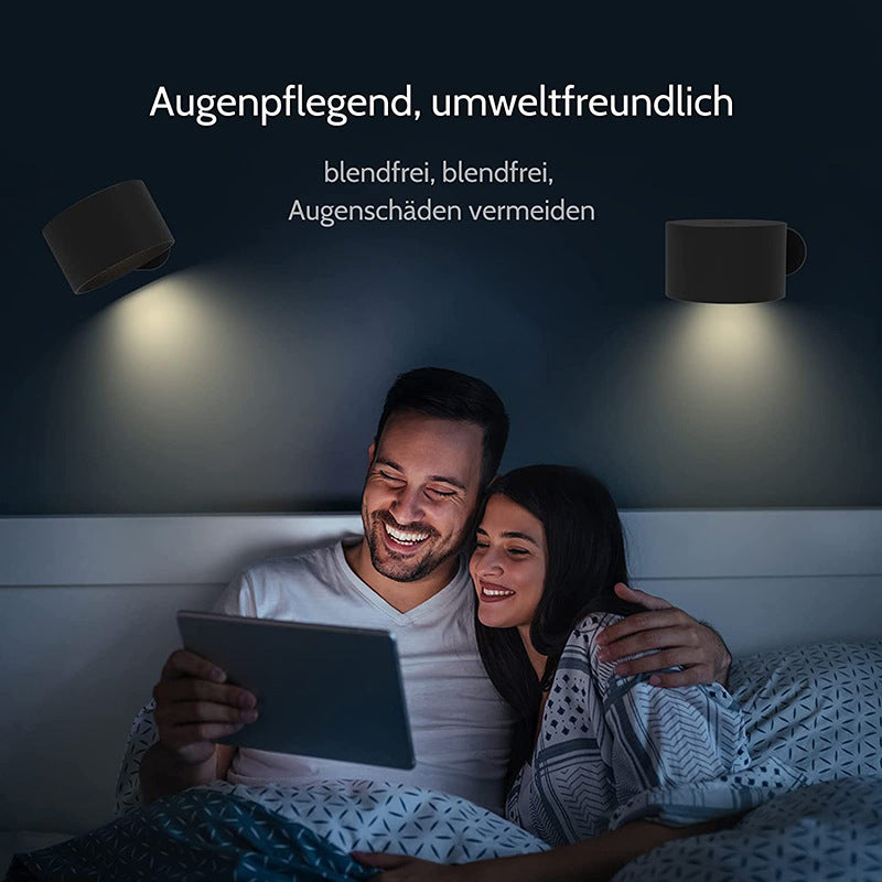 Black Rechargeable LED Magnetic Wall Light - Touch Control, 3 Colors & Dimmable, USB Portable Night Lamp for Reading & Cabinets