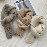 Black Luxuriously Soft Wool Blend Knit Scarf - Cozy Warm Solid Colour Unisex Winter Essential - Front View