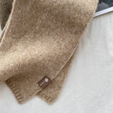 Black Luxuriously Soft Wool Blend Knit Scarf - Cozy Warm Solid Colour Unisex Winter Essential - Top-Down View