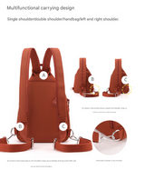 Orange Versatile Women's Convertible Mini Backpack & Sling Bag - Stylish Anti-Theft Oxford Cloth Daypack, Fits 9.7in iPad - 45-Degree Angle