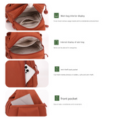 Beige Versatile Women's Convertible Mini Backpack & Sling Bag - Stylish Anti-Theft Oxford Cloth Daypack, Fits 9.7in iPad - Top-Down View