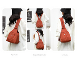Beige Versatile Women's Convertible Mini Backpack & Sling Bag - Stylish Anti-Theft Oxford Cloth Daypack, Fits 9.7in iPad - Close-Up Angle