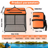 1 Piece Orange and Black Durable Collapsible Fishing Keepnet - Large 40.5L Quick-Dry Coated Nylon Fish Basket for Live Bait & Catch - Front View