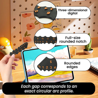2 Pcs Black Precision Fillet Radius Gauge - Compact Plastic Arc & Corner Measurement Tool R1-R12mm