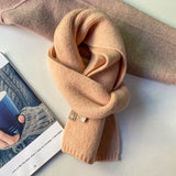 Pink Luxuriously Soft Wool Blend Knit Scarf - Cozy Warm Solid Colour Unisex Winter Essential