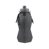 Dark Grey and Grey Cup Lid Ultimate Foldable Silicone Water Bottle - Lightweight Leakproof Travel & Sports Hydration - 700ml
