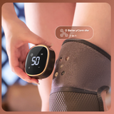 Grey Wireless Heated Knee Massager Brace - Rechargeable Vibration & Heat Therapy for Joint Pain Relief & Arthritis Support - Top-Down View