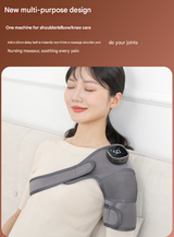 Grey Wireless Heated Knee Massager Brace - Rechargeable Vibration & Heat Therapy for Joint Pain Relief & Arthritis Support - Rear View