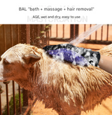Purple 3-Pack Gentle Pet Grooming Glove - Deshedding, Bathing & Massage Mitt for Dogs & Cats, Breathable & Adjustable - Close-Up Angle