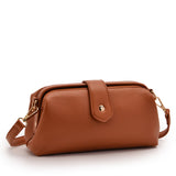 Brown Chic Vintage Inspired PU Leather Crossbody Bag - Small Frame Doctor Style Purse with Adjustable Strap - Top-Down View